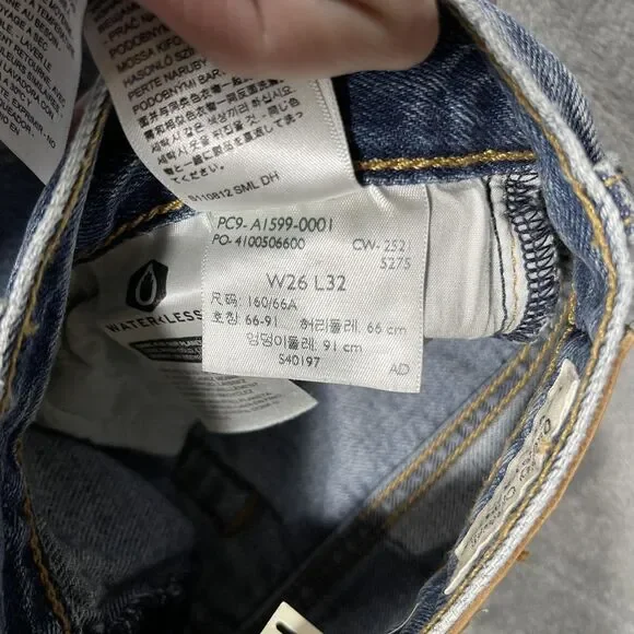 Levi's High Loose Flare Jeans Womens 26 X 32 Blue Wash High Rise Distressed - Picture 11 of 14